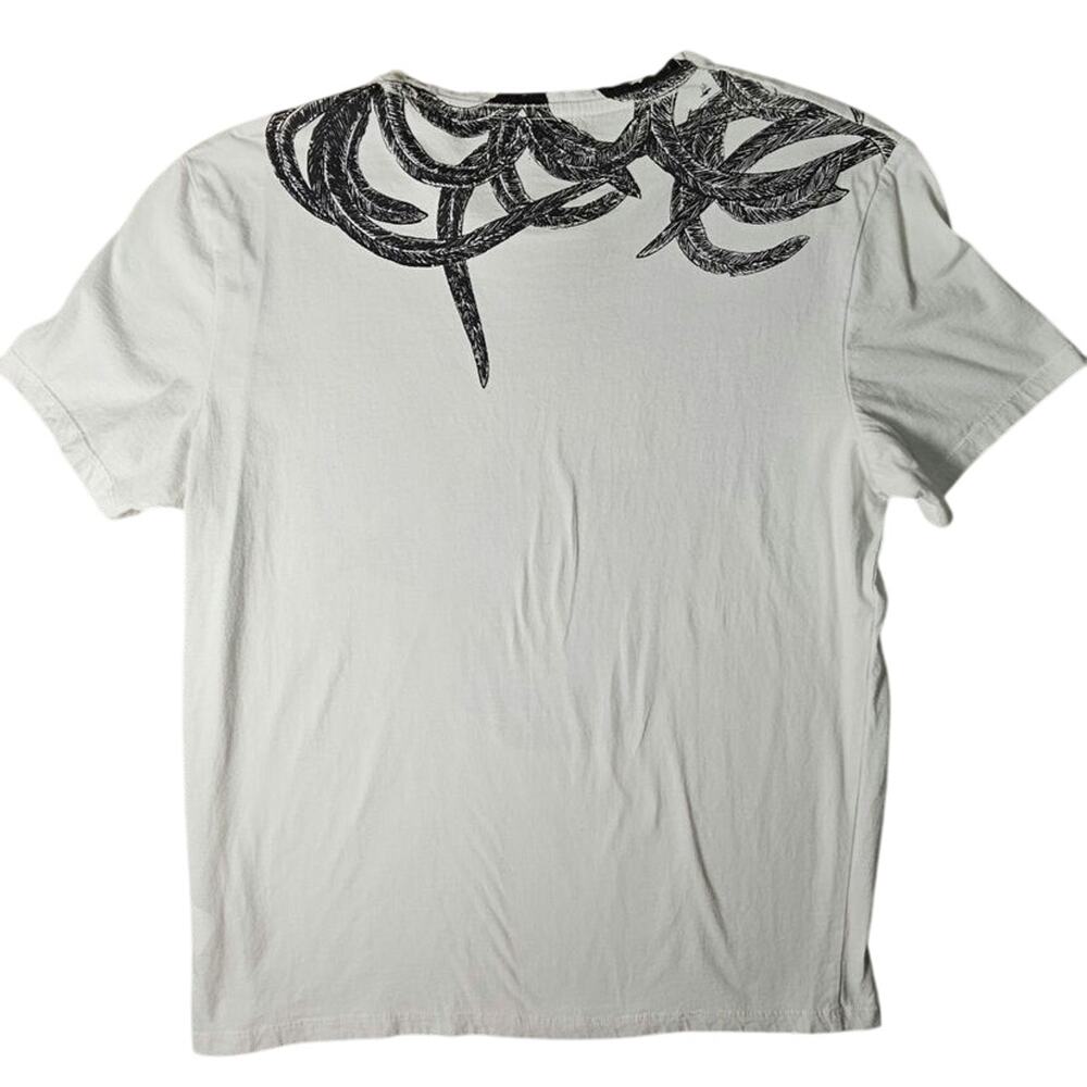 OODJI White 100% Cotton Crewneck T-Shirt with Skull XL PTP 21.5 L26 - Picture 2 of 7